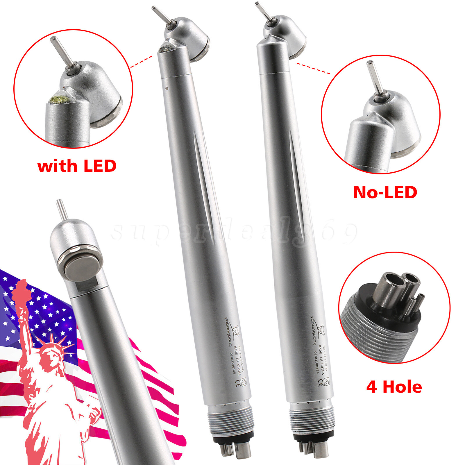 1-10*Dental 45° LED E-generator High Speed Handpiece Turbine 4Hole for NSK po