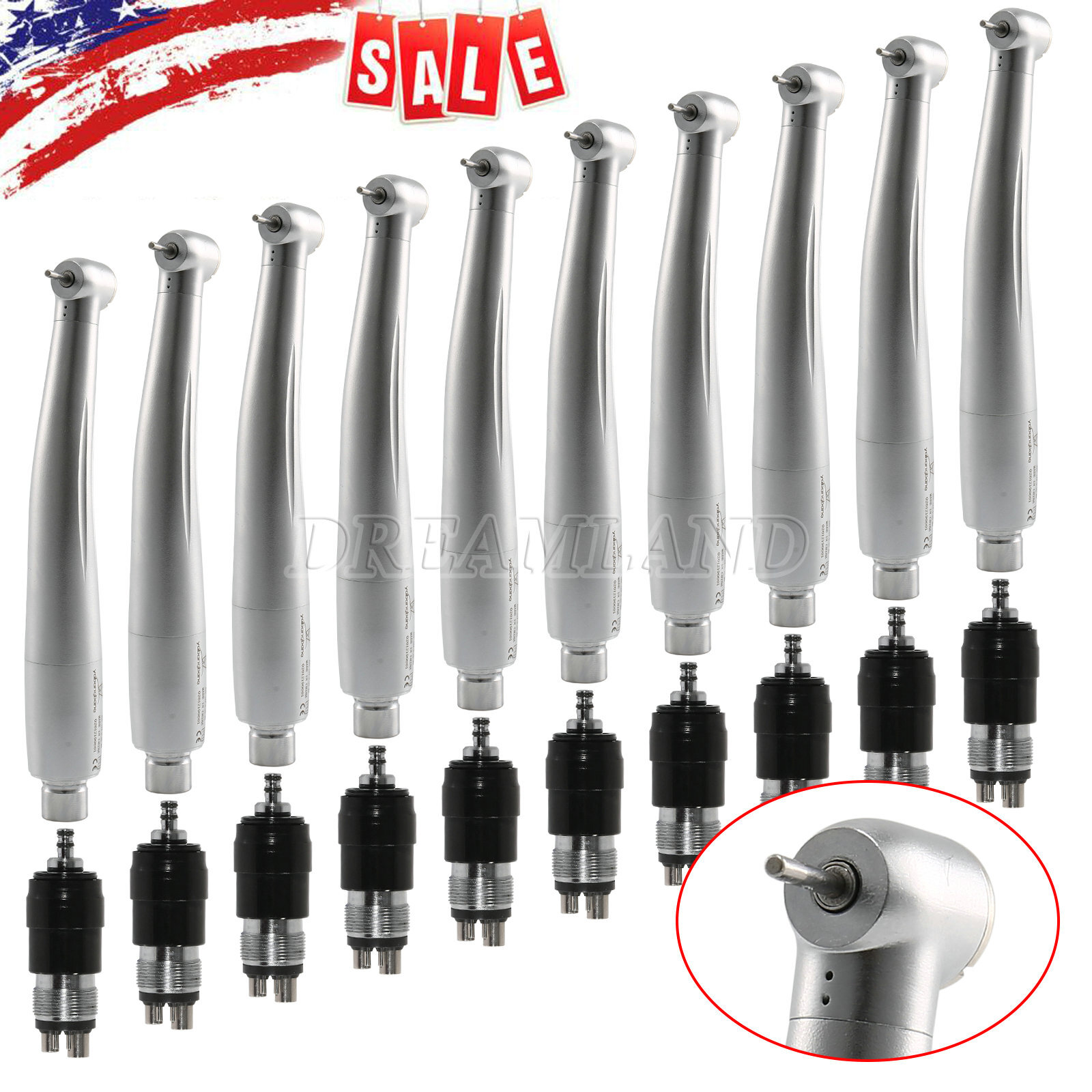 10pcs/1pc NSK Style Dental High Speed Turbine Handpiece with 4 Hole Coupling