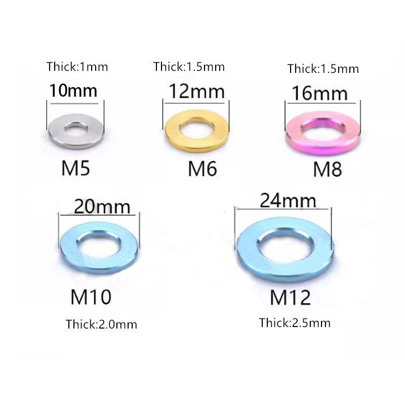10 Pcs Titanium Washer M4/M5/M6/M8/M10 Flat Gaskets Bolt Washers