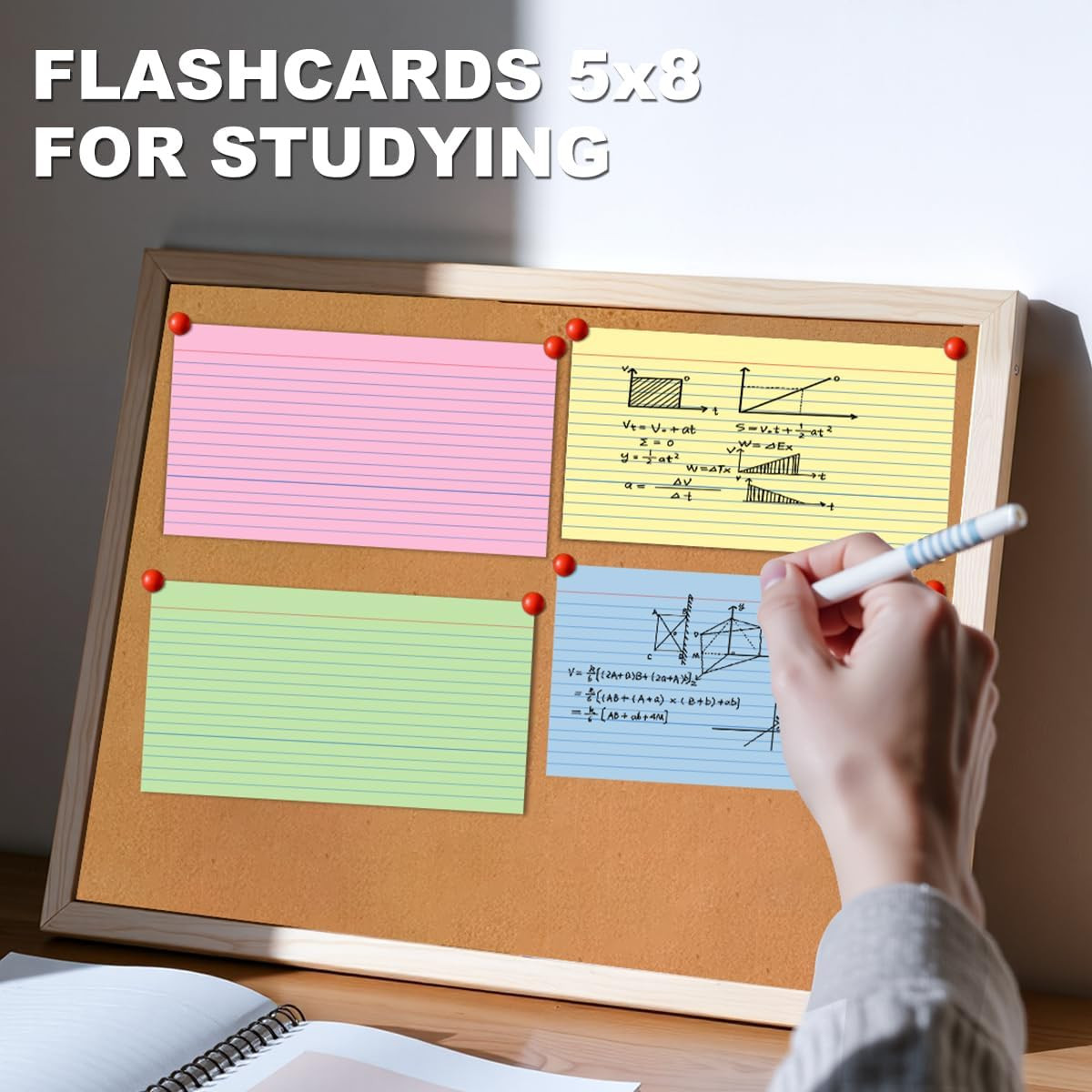 100 Count Colored Index Cards 5×8 Lined Colorful Notecards 4 Color Lined Flashca