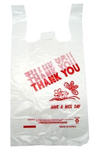 T-Shirt Bag Thank You Plastic Grocery Retail Carry Out Bags 10.5” x 6” x 20”