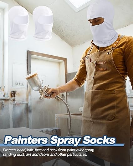 12 Pcs Painters Spray Socks Unisex Adult Painters Mask Painting Dust Hood Snu…