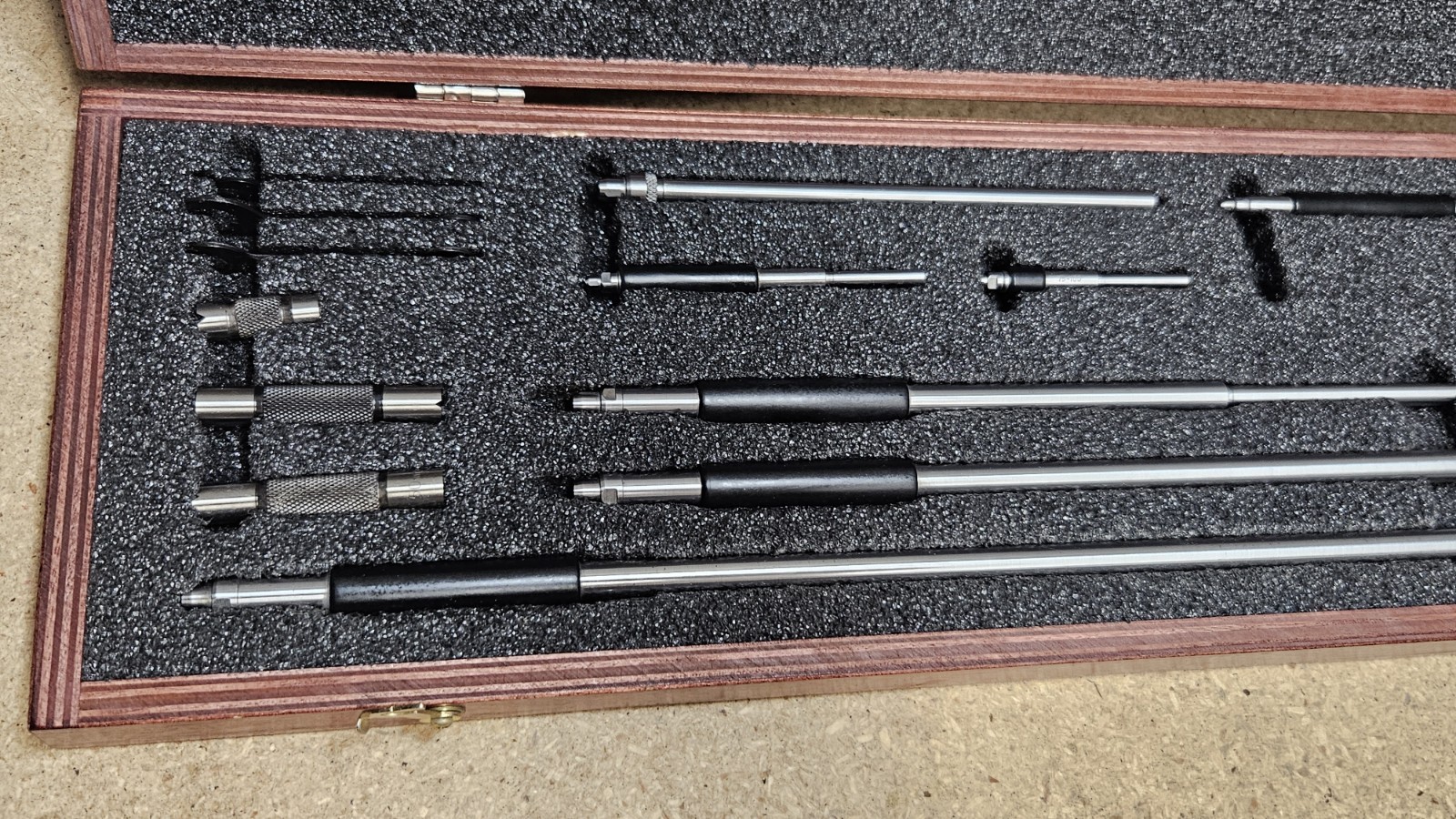 Starrett No. 124MDZ solid-rod inside micrometer set – 50mm to 800mm range USA