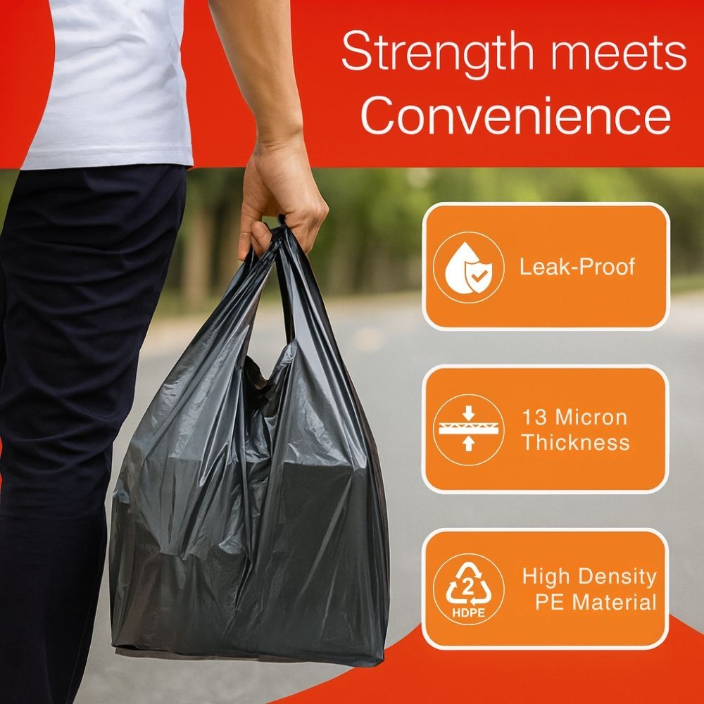 Bags 1/6 Large 21 x 6.5 x 11.5 BLACK T-Shirt Plastic Grocery Shopping Bags