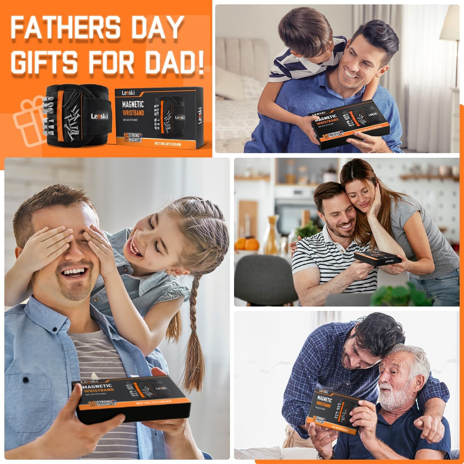 Lenski Fathers Day Gifts from Daughter Wife Son Kids, Magnetic Black