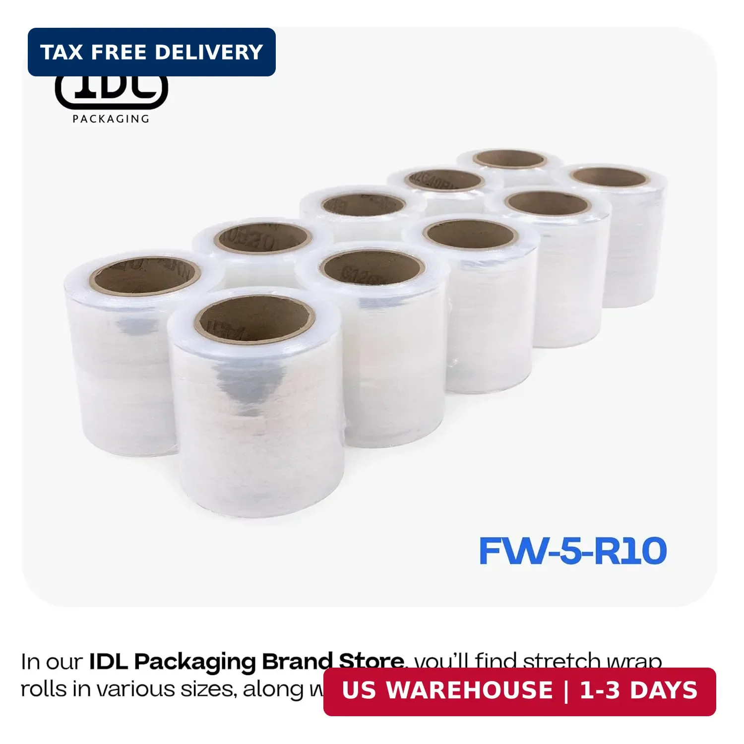 IDL Packaging 5″ Stretch Wrap Mini Roll, 700 feet, 120 Gauge (Pack of 4) with a