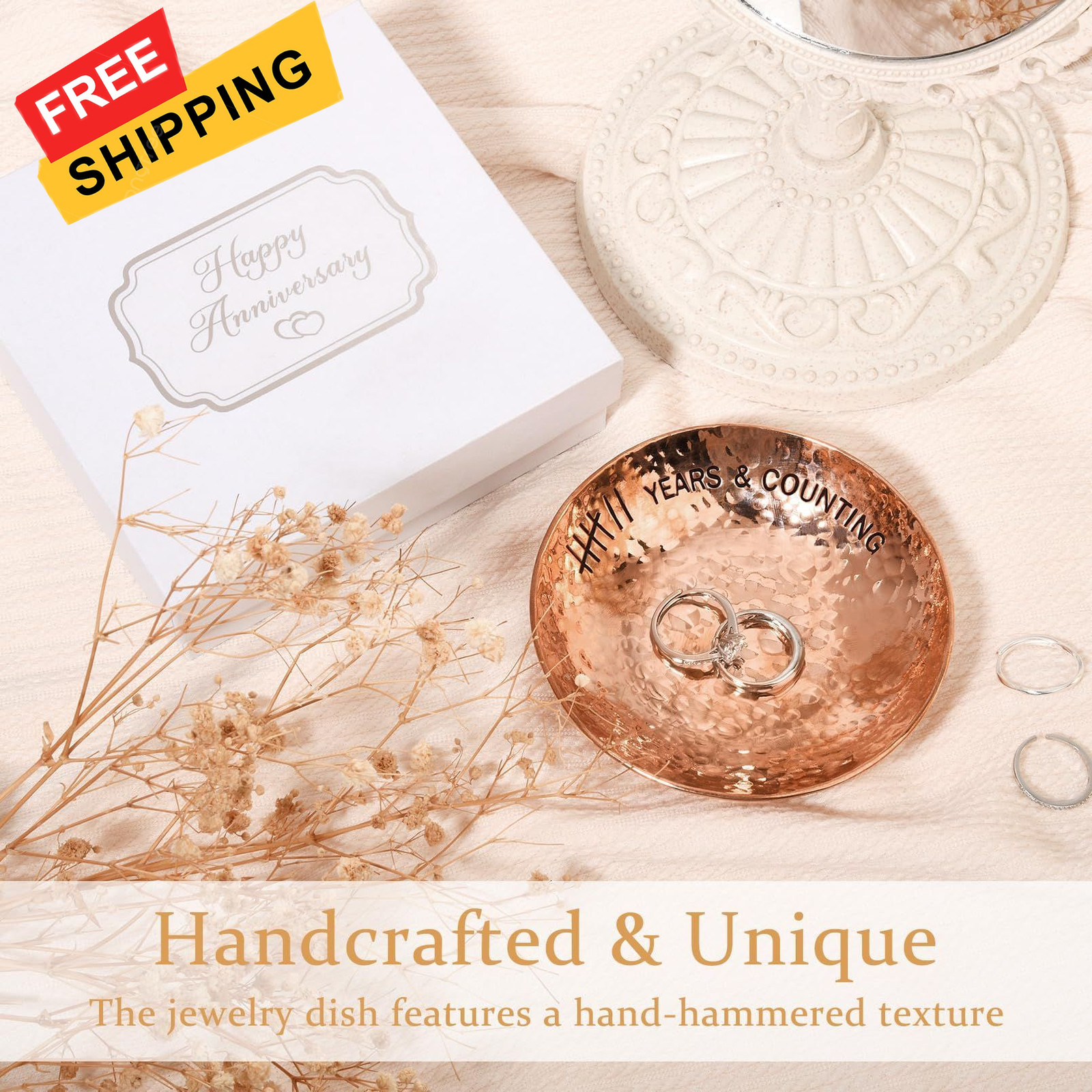 CEELGON 7th Wedding Anniversary Copper Gifts 4″ Engraved 4 Inch, 7 Years