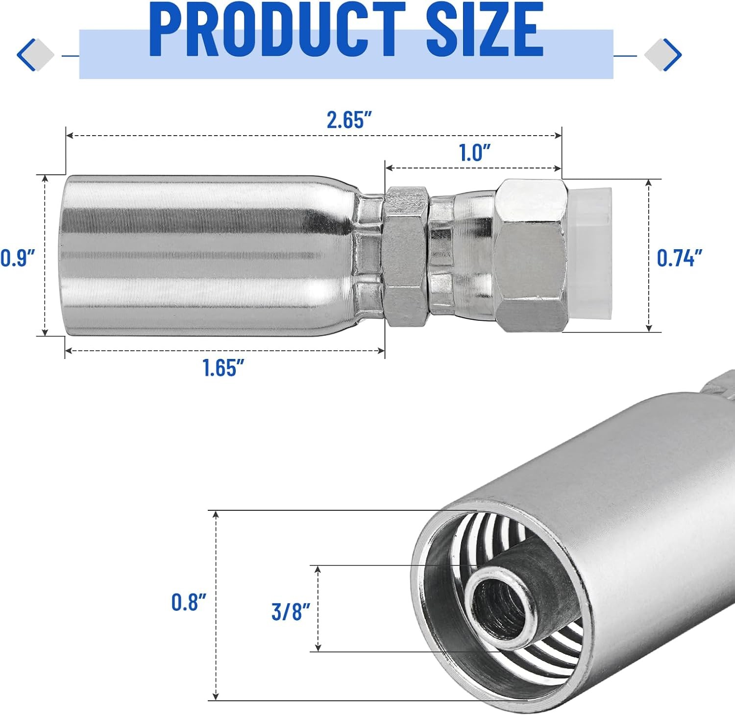 12pcs 3/8″ Hose x 3/8″ JIC 37° Female Hydraulic Hose End Swivel Crimp Fittings