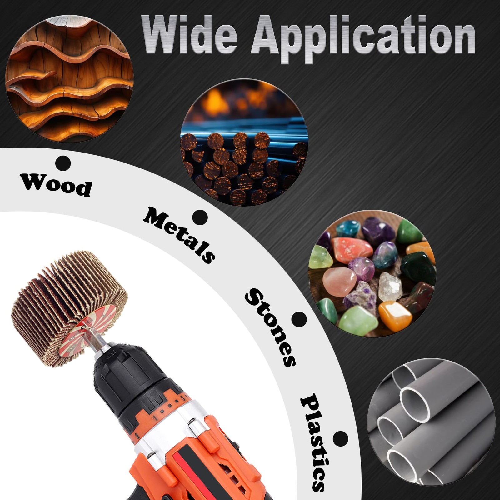 28 Pcs Flap Wheel Sander Set, 60/80/120/240 Grits Sanding Wheel for Drill,1/4…