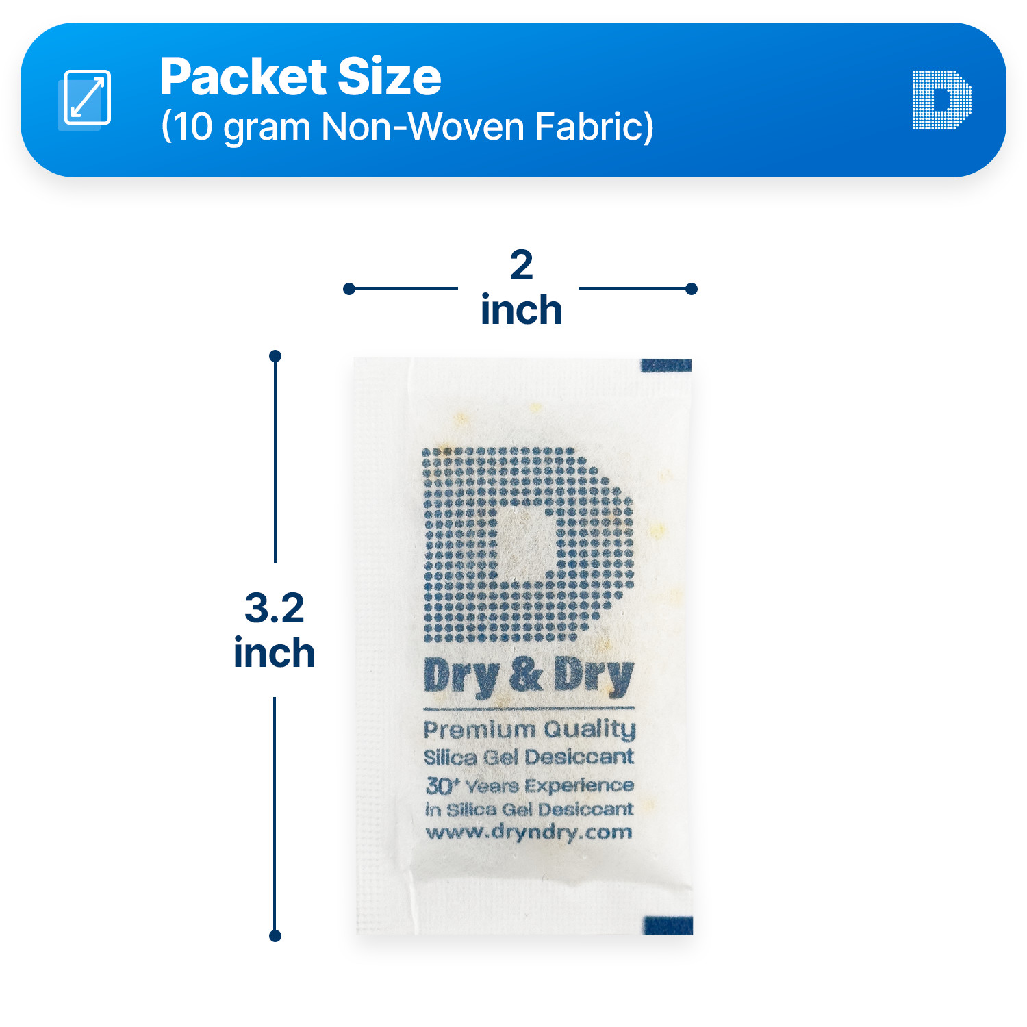 10 gram X 15 PK “Dry & Dry” Food Grade Orange Indicating Silica Gel Packets