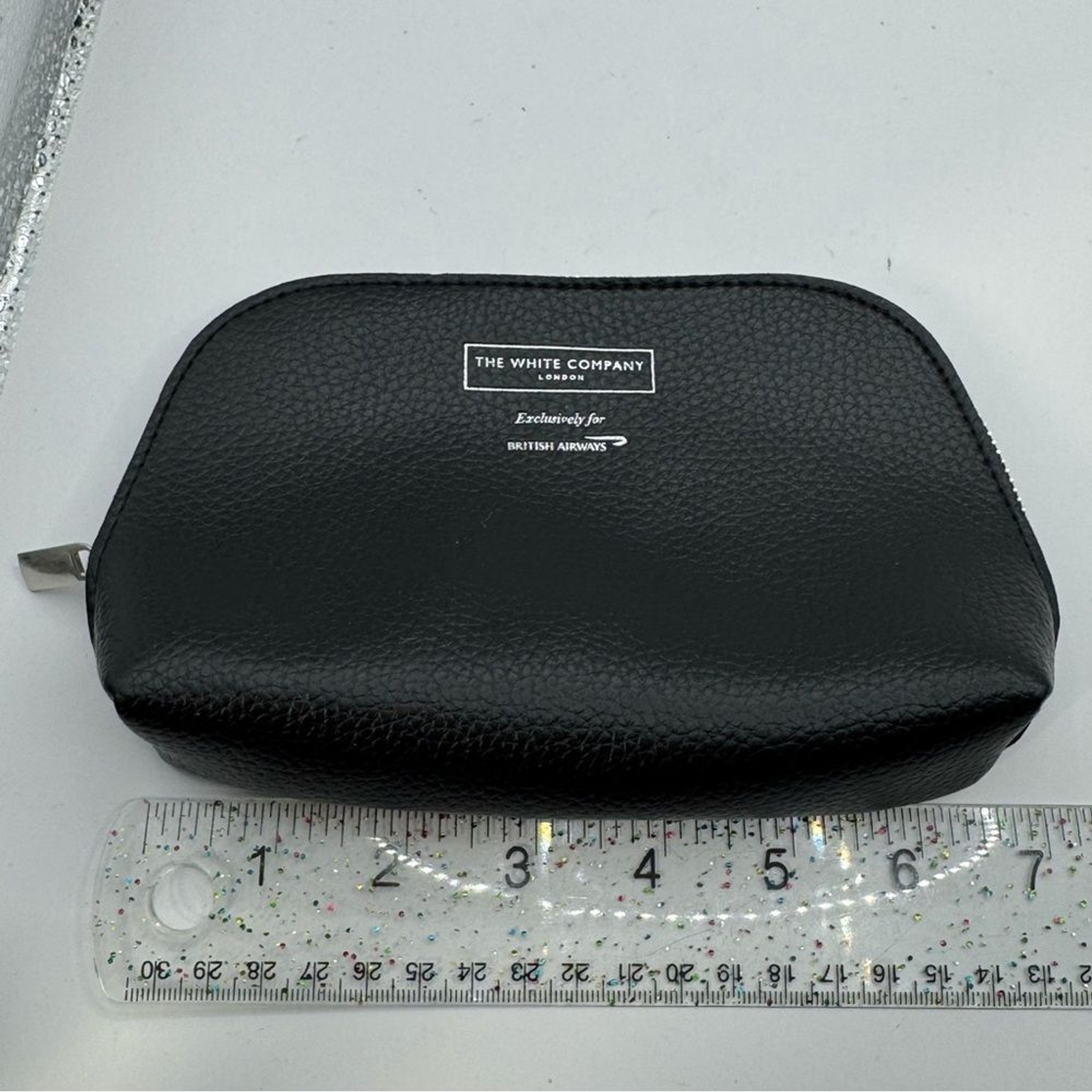 The White Company British airways black travel makeup cosmetic bag pouch