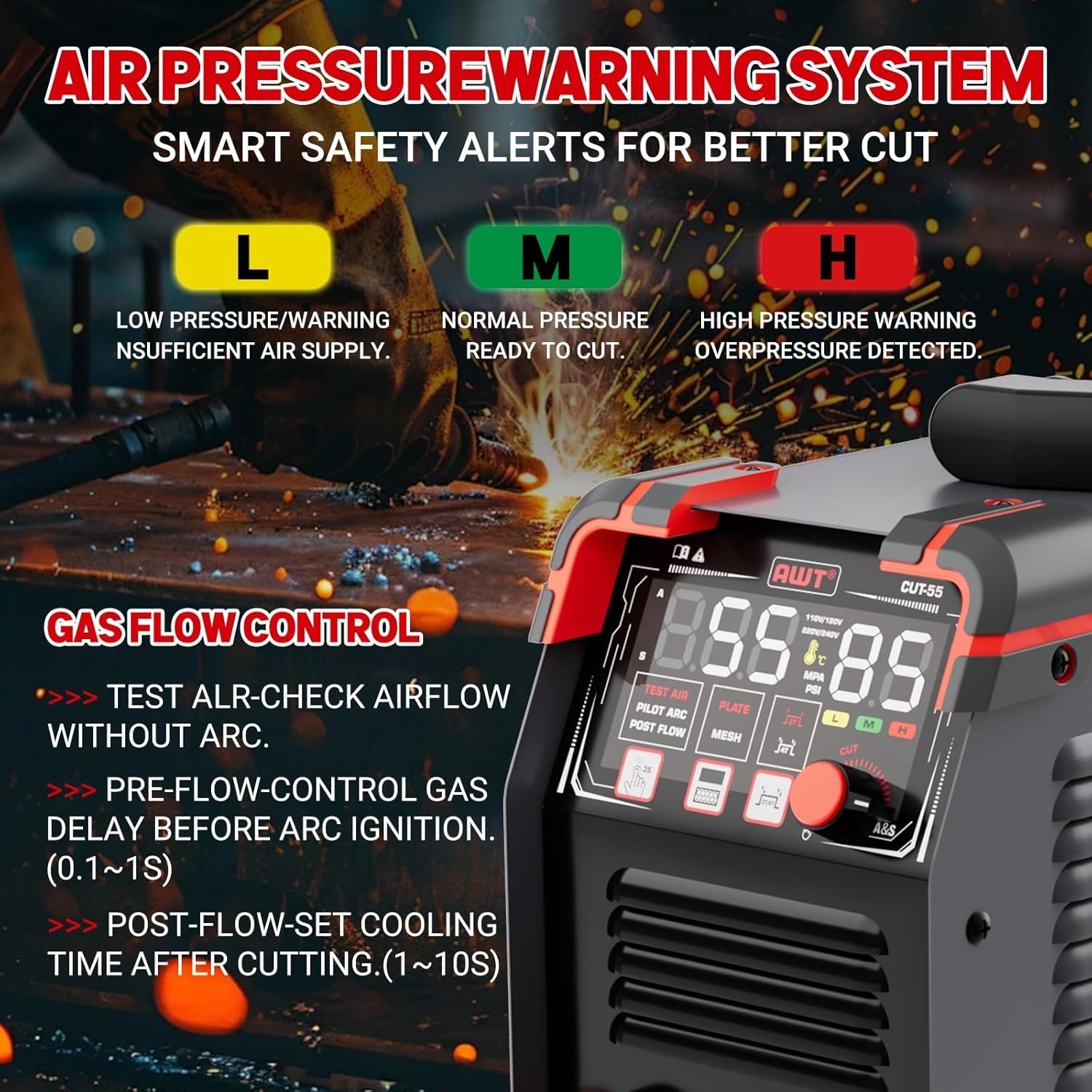 AWT 55A Plasma Cutter Non-Touch Pilot ARC HF Air Plasma Cutting Machine