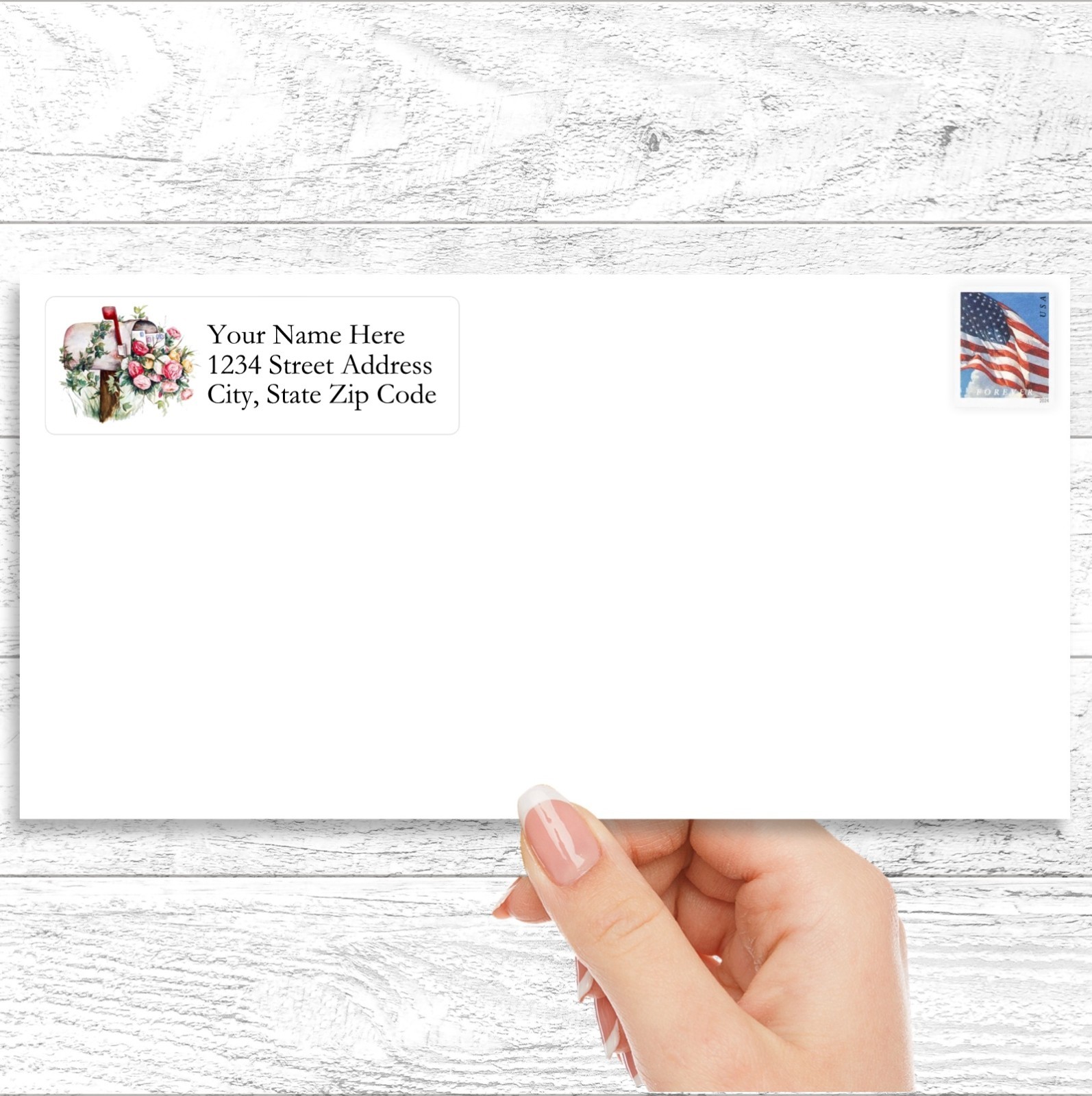 60 Return Address Labels Personalized Printed 3/4 x 2 1/4 Floral Mailbox