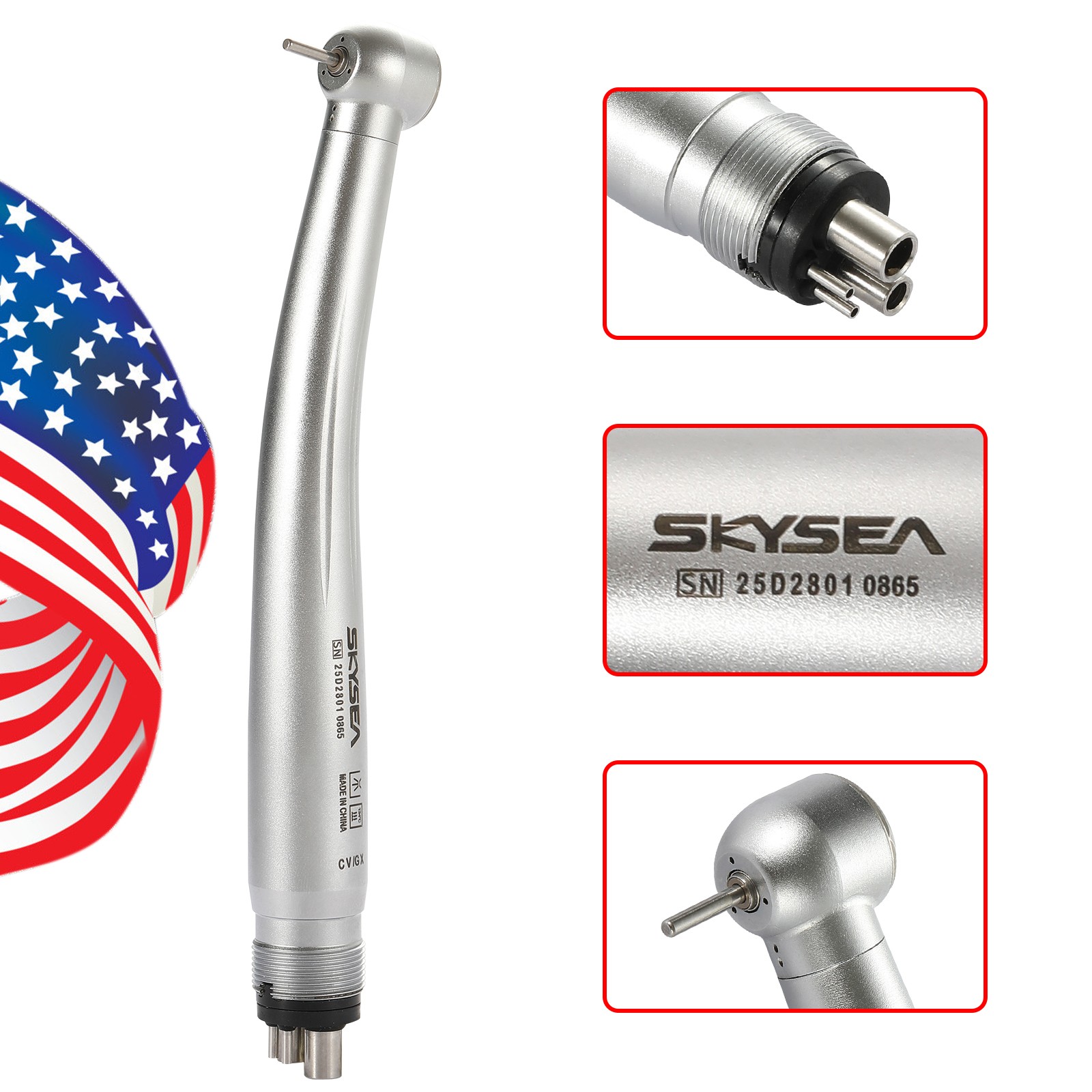 SKYSEA Dental High Fast Speed Turbine Handpiece Big Head 4 Hole Single Spray