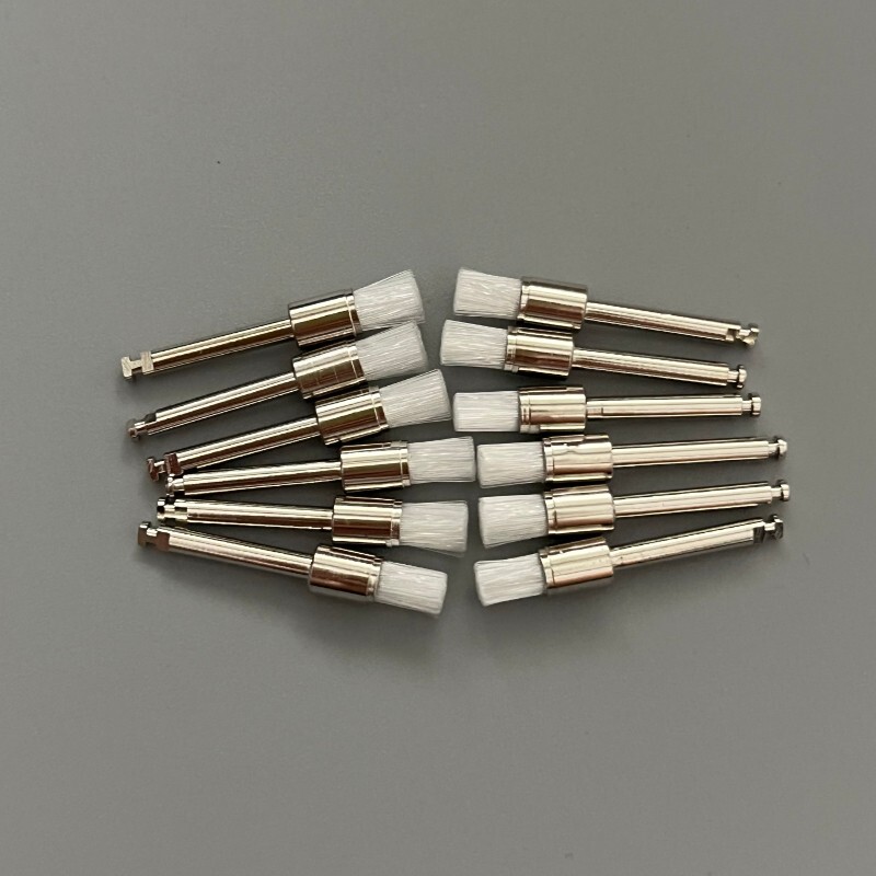 100 Pcs Dental Disposable White Nylon Polishing Flat Latch Polisher Prophy Brush