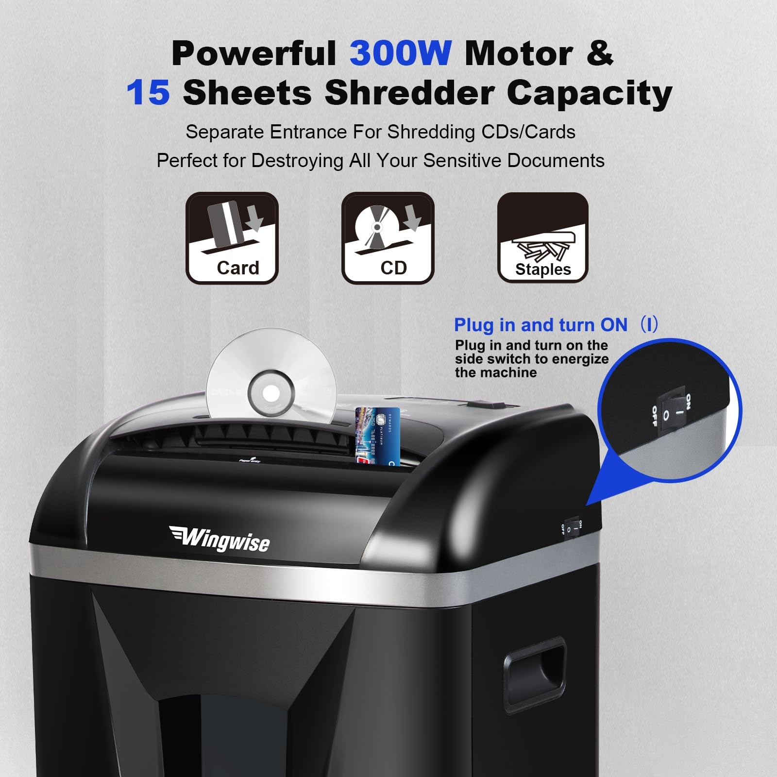 15-Sheet Paper Shredder with 58dB Quiet Operation, P4 Cross-Cut Security for …