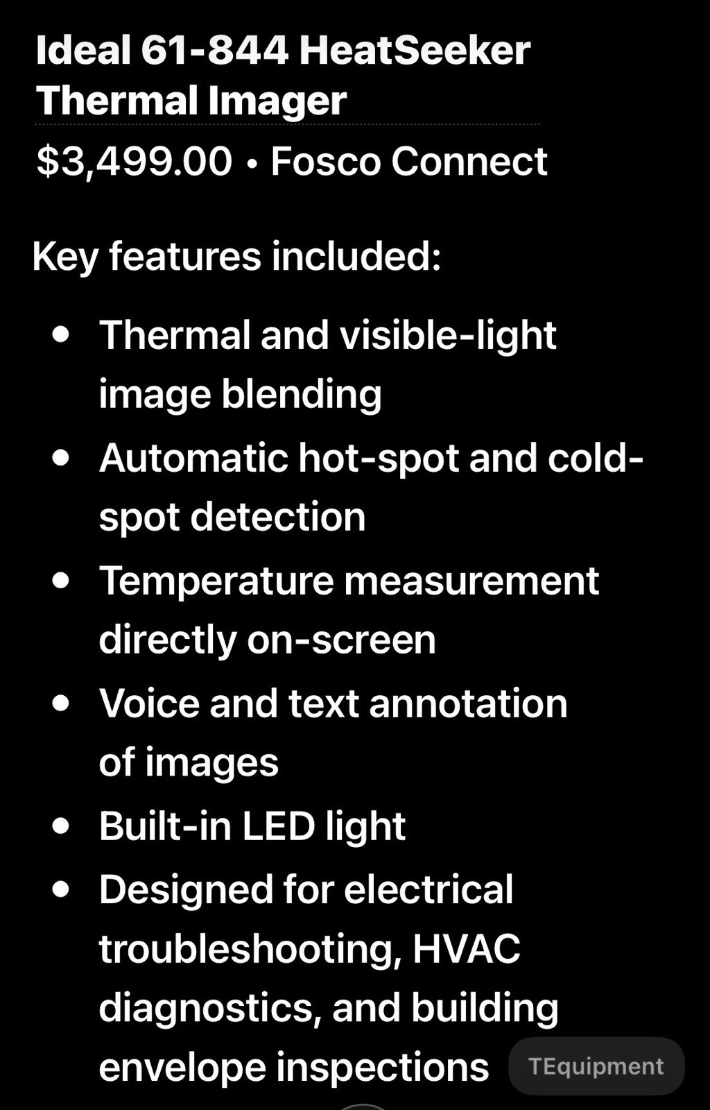 Ideal Heatseeker Thermal Imager Model 61-844 with Carry Case