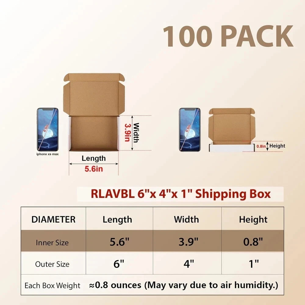 6x4x1 Shipping Boxes Set of 100, White Small Corrugated Cardboard Box, Mailer…
