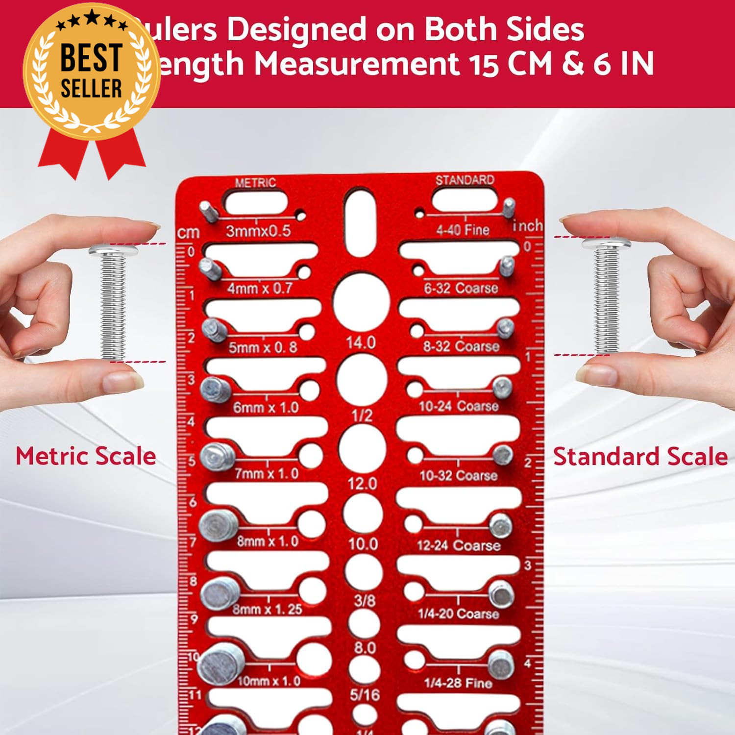 Nut & Bolt Thread Checker Gauge Standard Metric Screw Size Identifier 55pcs