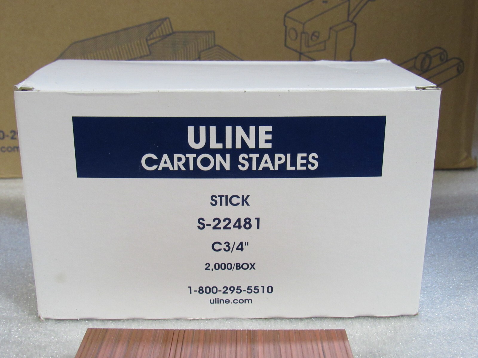 NEW CASE OF 20,000 (2000/BOX, 10BOXES/CASE) ULINE CARTON STAPLES S-22481 C3/4″