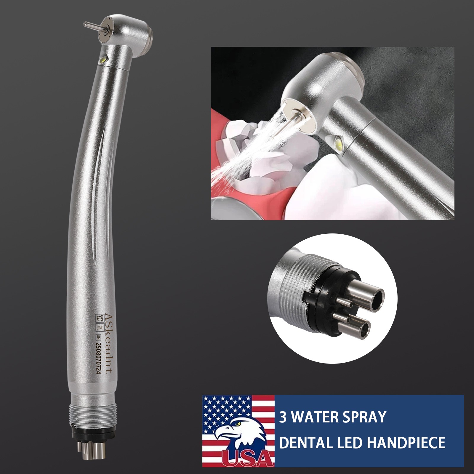 Dental PANA Max High Speed LED Handpieces NSK Type Internal Triple Spray Push US