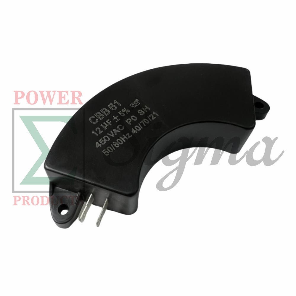 Generator Capacitor 450VAC 12uF 50/60Hz 5-7KW CBB61 SH DB 25/70/21 UL Half Moon