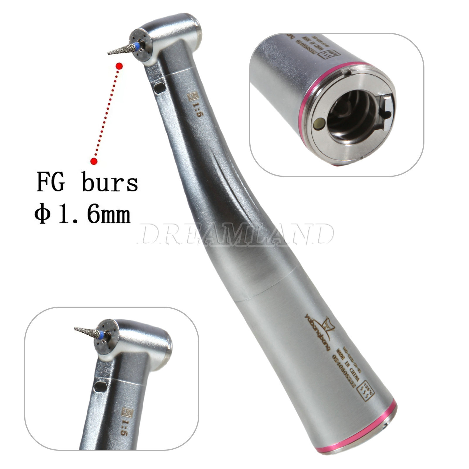 Dental 1:5 LED Fiber Optic Contra Angle Handpiece Electric Fit NSK Ti-MAX X95L