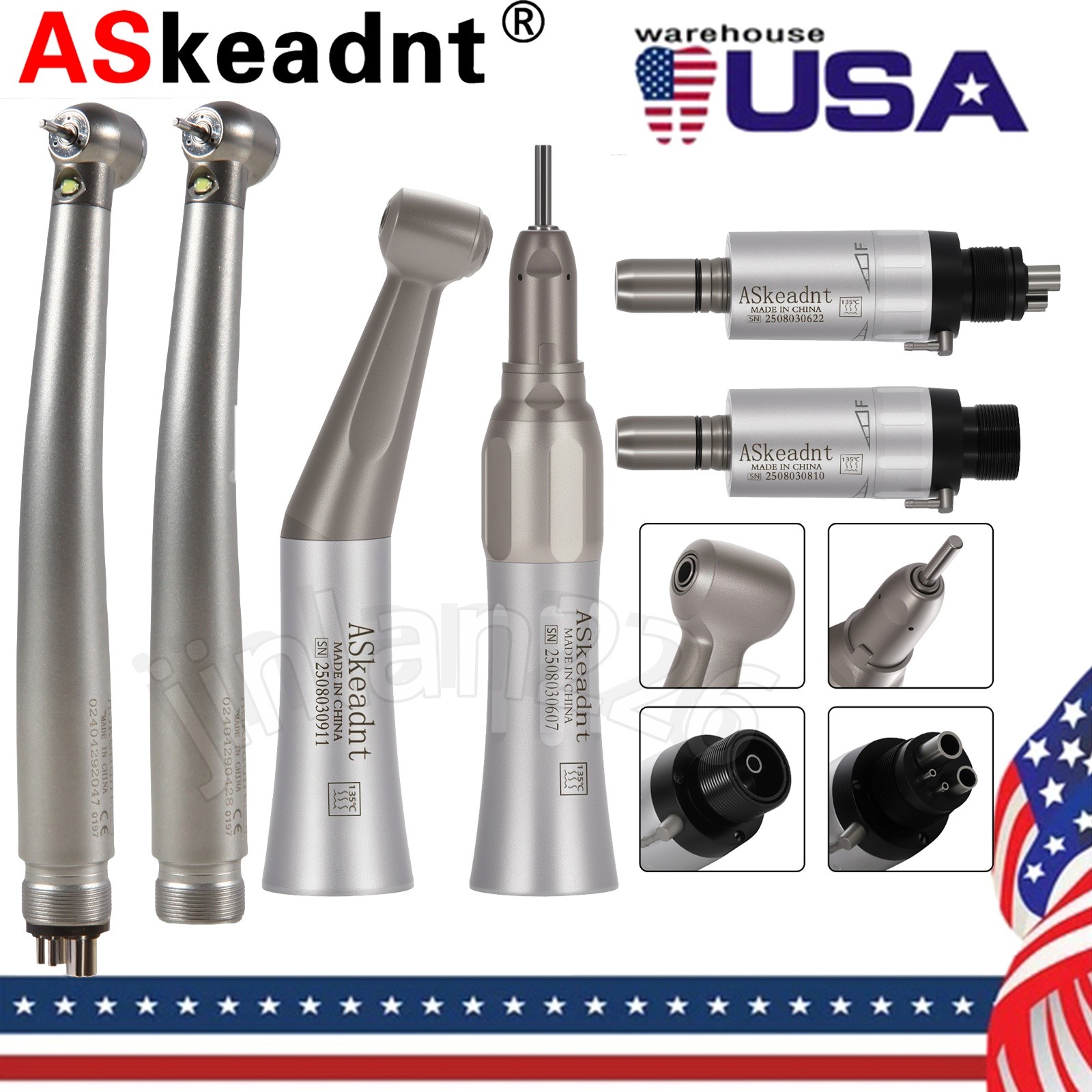 NSK Style Dental Pana Max LED High Low Speed Handpiece Air Turbine kit 2/4 Hole