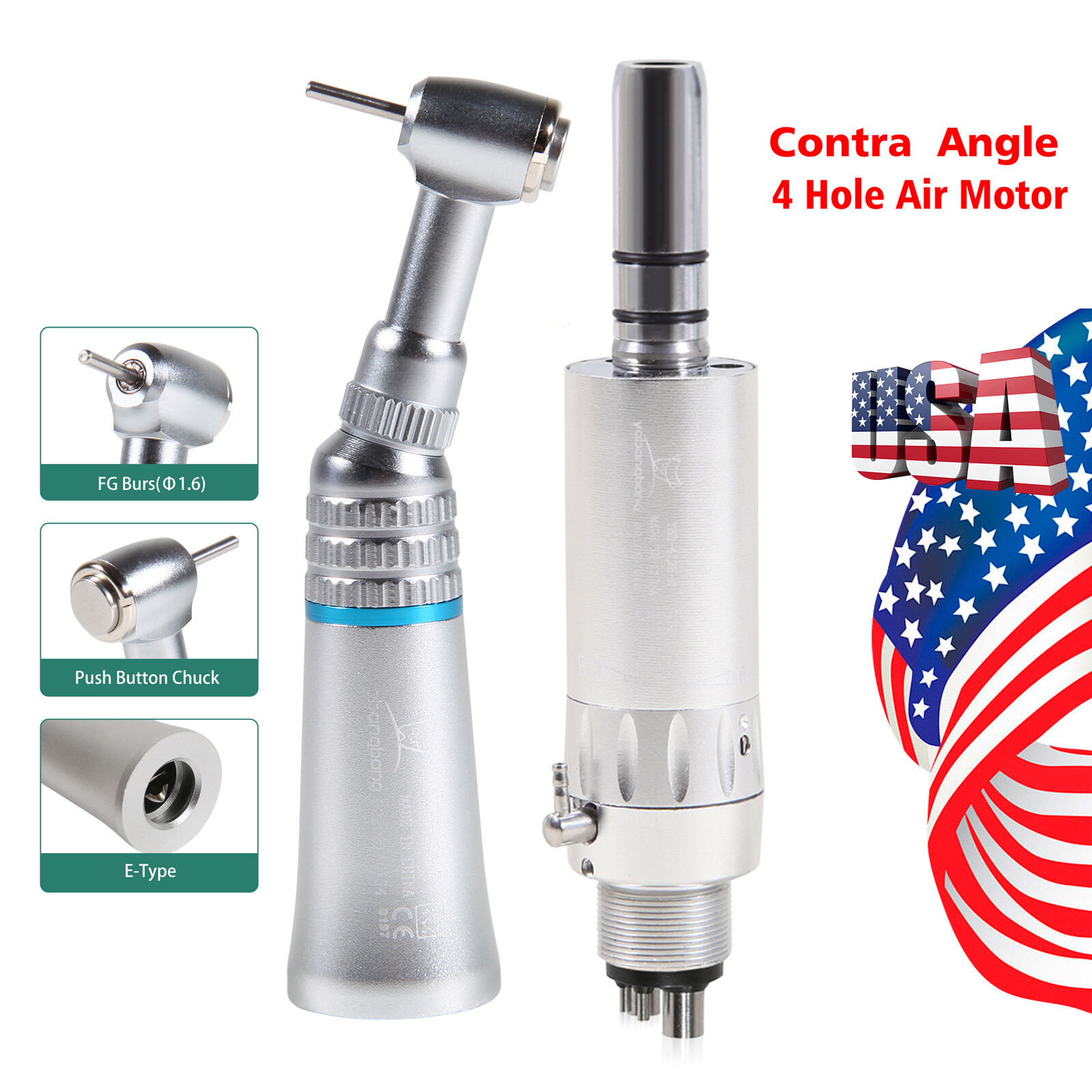 1-10Pcs Dental Low Speed Contra Angle Handpiece Fit FG 1.6mm Burs / 4H Air Motor