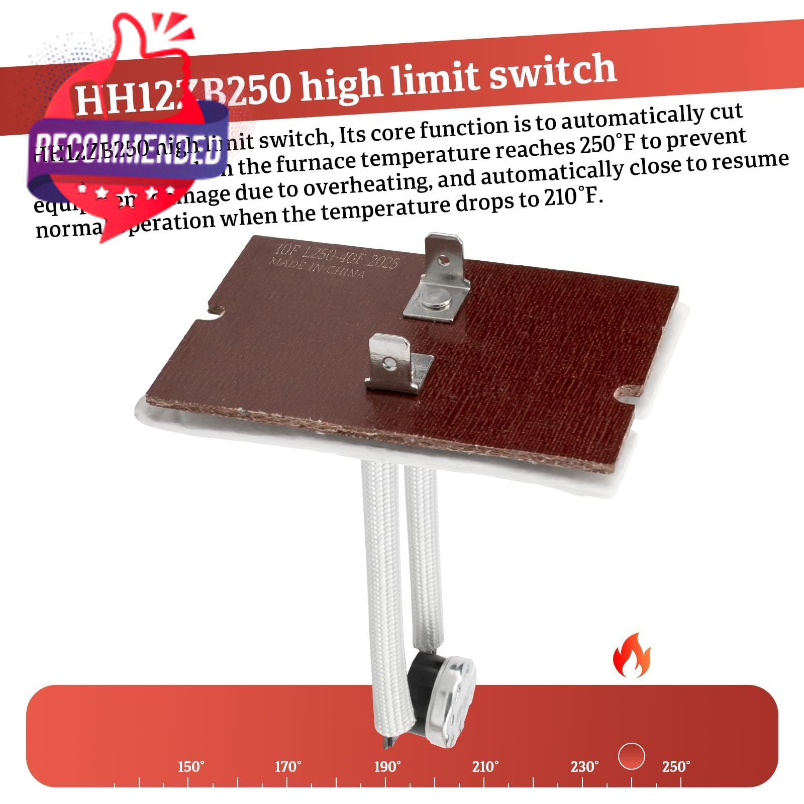 High Limit Switch L250-40 3″ Furnace Compatibility for 3″ Units