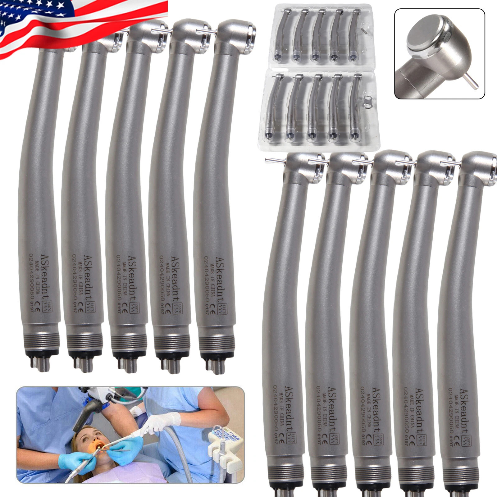 10pcs NSK PANA MAX Style Dental High Speed Handpiece Push Button 4 Holes Midwest