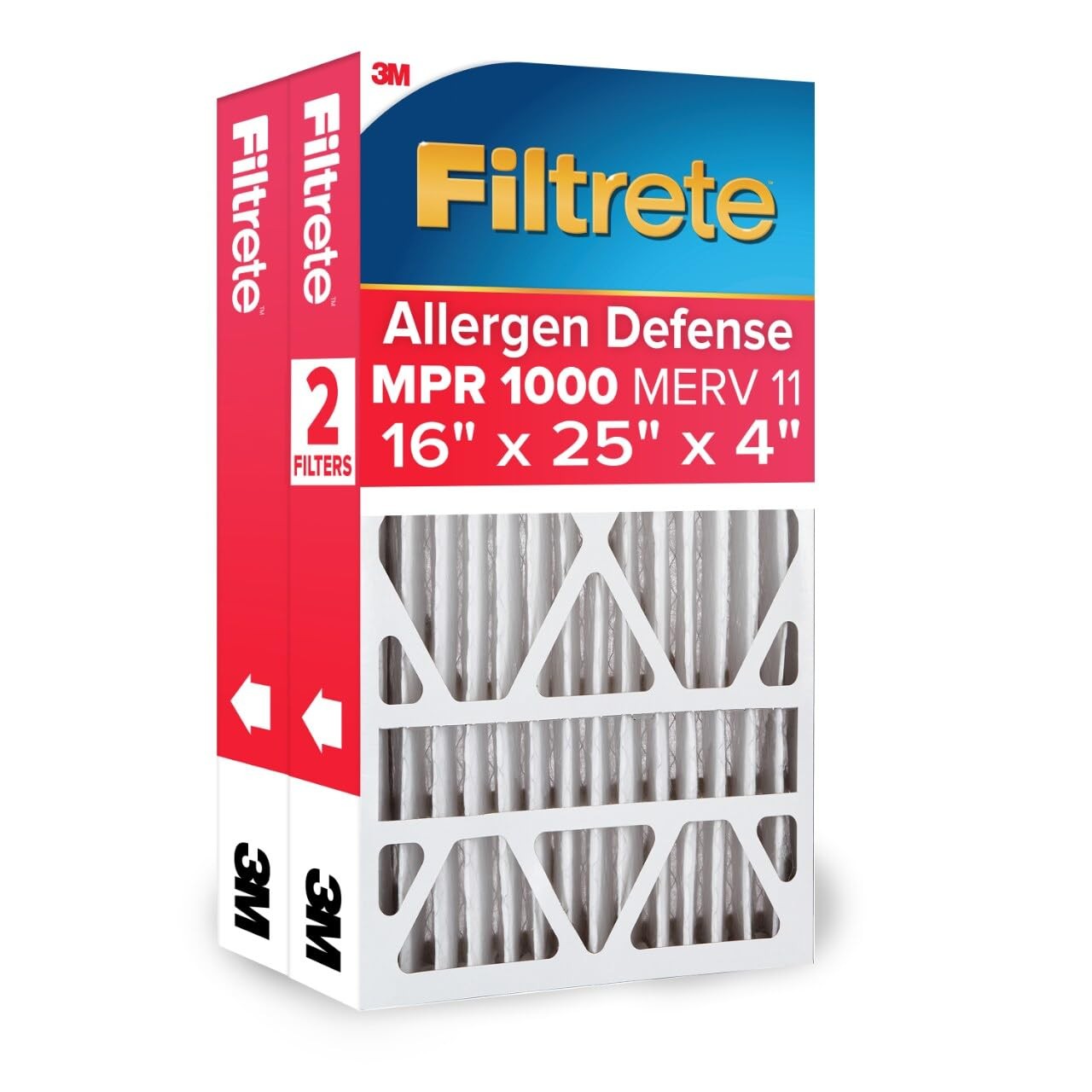Filtrete 16X25X4 Air Filter Merv 11 Mpr 1000 Micro Allergen Defense 2-Pack Fits