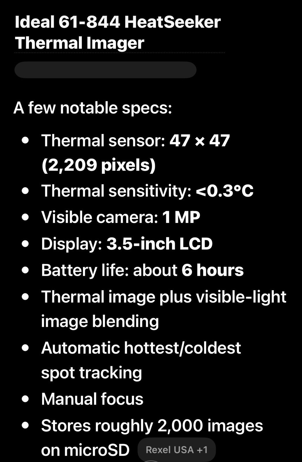 Ideal Heatseeker Thermal Imager Model 61-844 with Carry Case