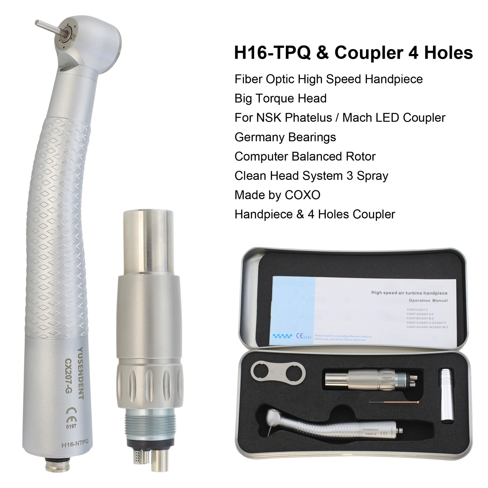 BEING Handpiece COXO Dental Fiber Optic High Speed For NSK Coupler 4 6 Hole