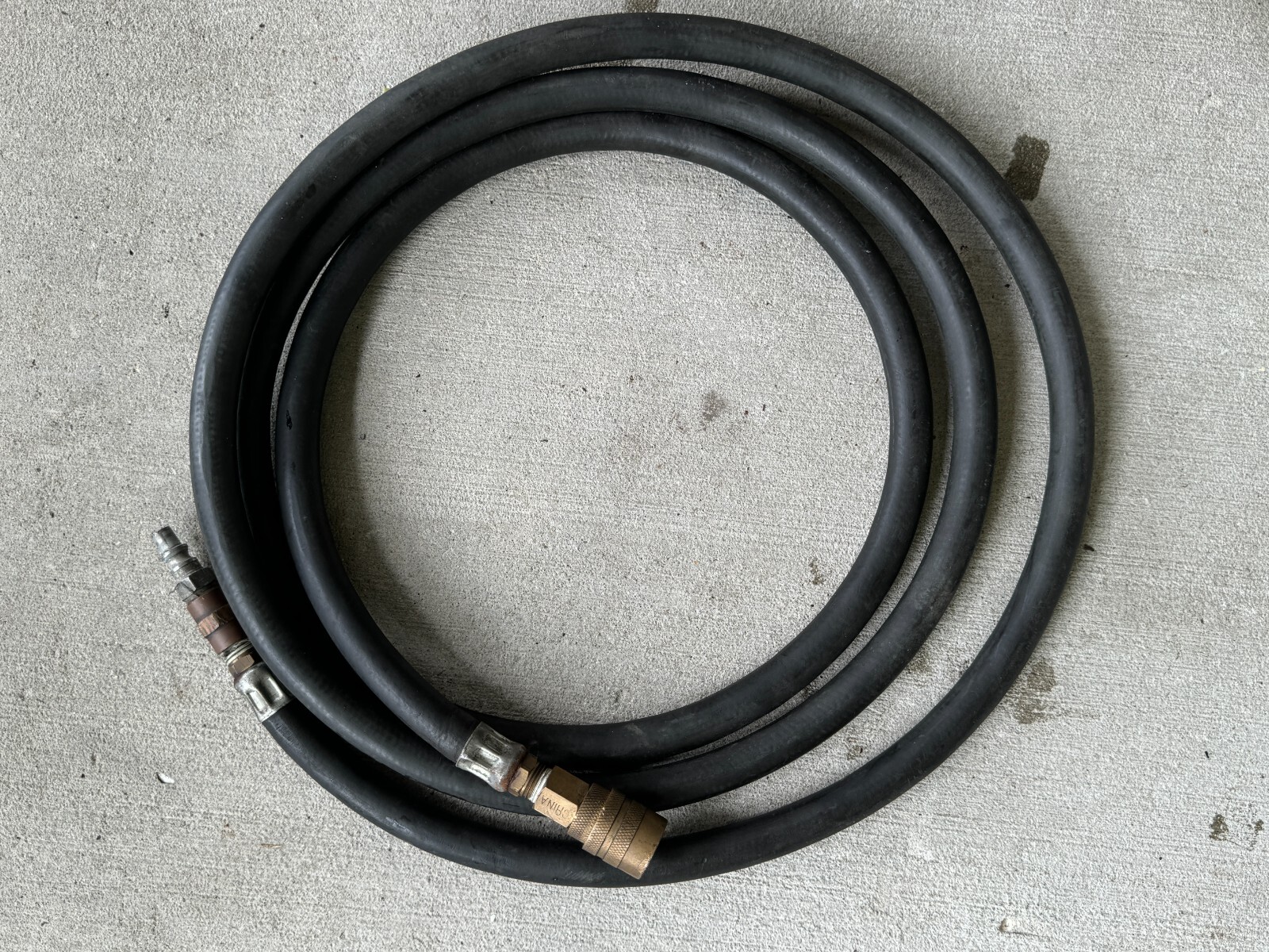 Lot of 8 Industrial Vinyl Pneumatic Air Tool Hoses w/Brass Couplings & Fittings