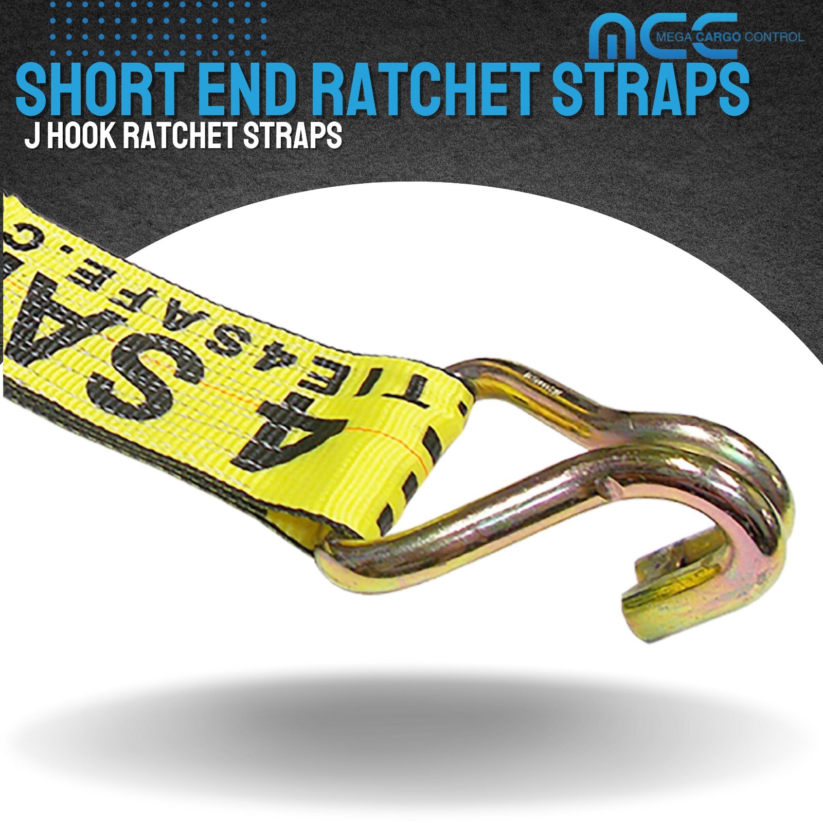 USA 3″ 4″ Ratchet Tie Down Short Fixed End Strap w/ J Hook for Flatbed Truck