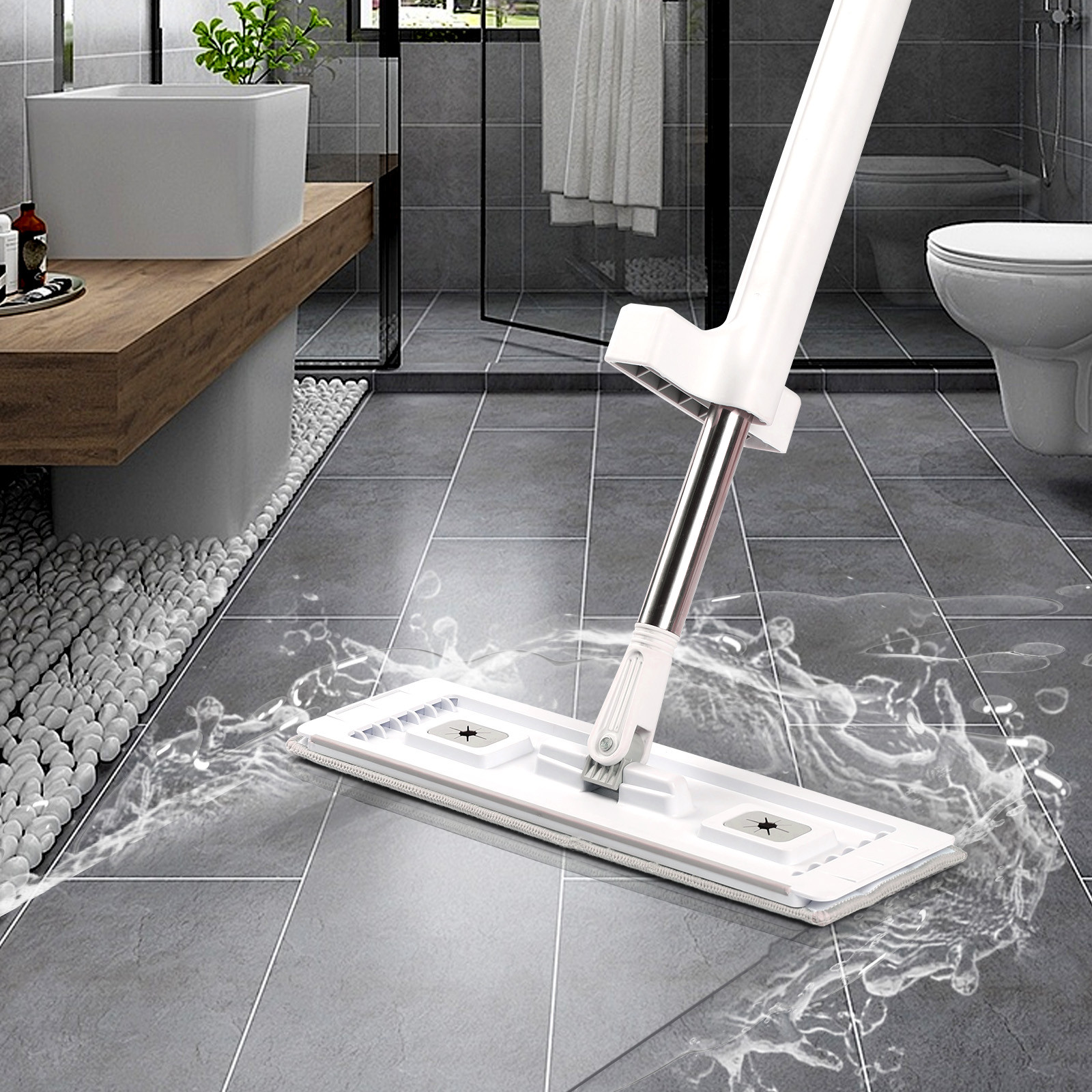 VEVOR Microfiber Flat Mop with 4 Mop Pads Flat Mop for Dry and Wet Floor