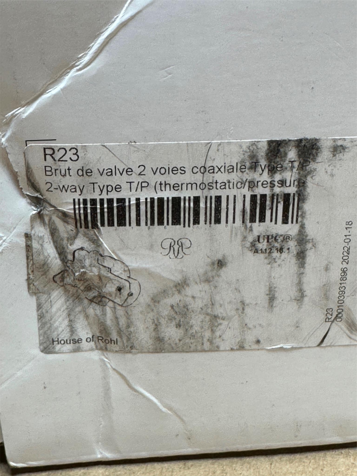 House of Rohl R23 2-Way T/P 1/2″ Thermostatic Rough-In Pressure Shower Valve