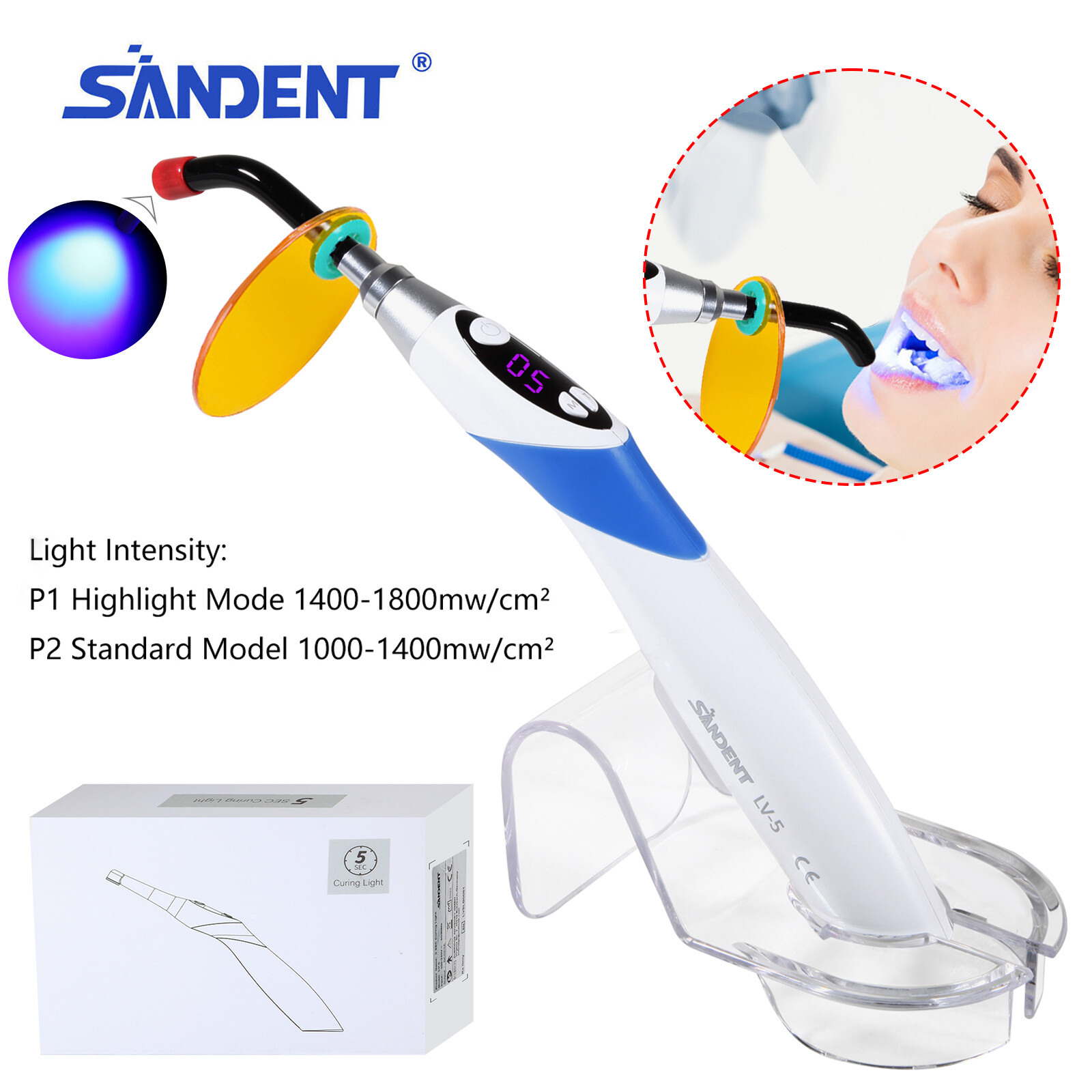 Dental Wireless Cordless LED Cure Curing Light Lamp 1800mw 5SEC Resin Cure Tool