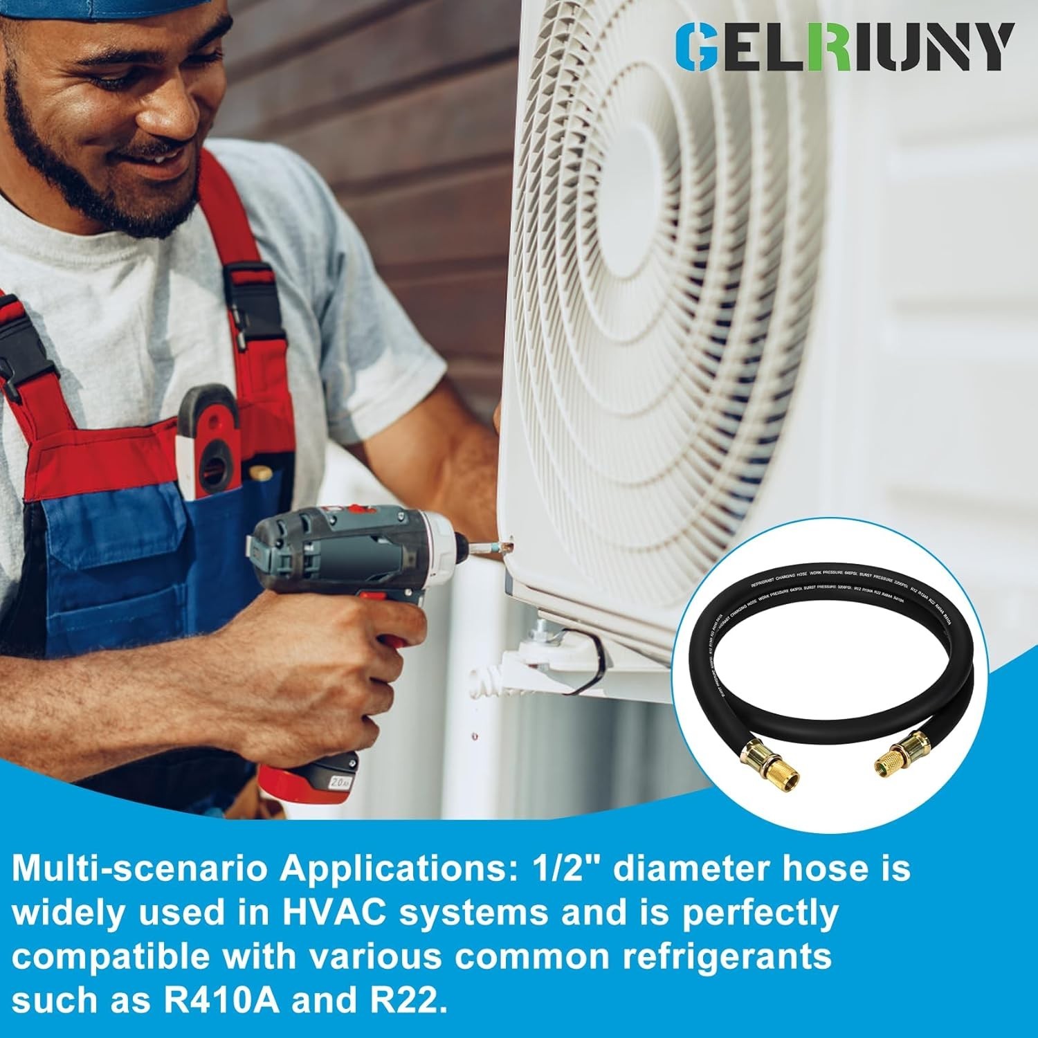 2026 Upgrade 1/2″ HVAC Vacuum Hose, High-Flow 1/2″ to 3/8″, Black