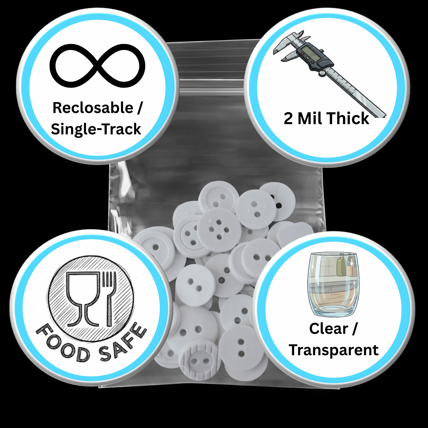 1000 13″ x 15″ Clear Reclosable Zip Seal Bags Plastic 2 Mil Lock Jewelry Zipper