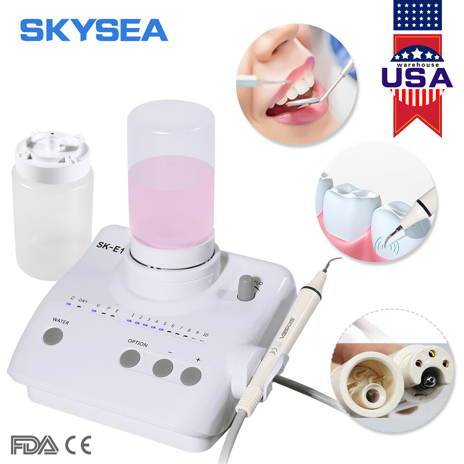 Dental Portable Ultrasonic Scaler Bottles fit Cavitron EMS +10*Replace Handpiece
