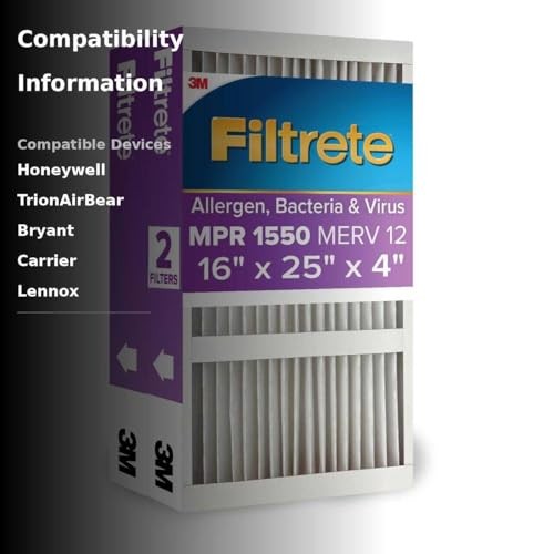 Filtrete 16X25X4 Ac Furnace Air Filter Mpr 1550 Merv 12 Fits Lennox Honeywell