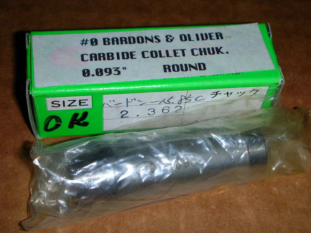 BARDONS & OLIVER #0 SIZE CARBIDE COLLET CHUCK ROUND OR SQUARE CHOICE OF MANY NOS