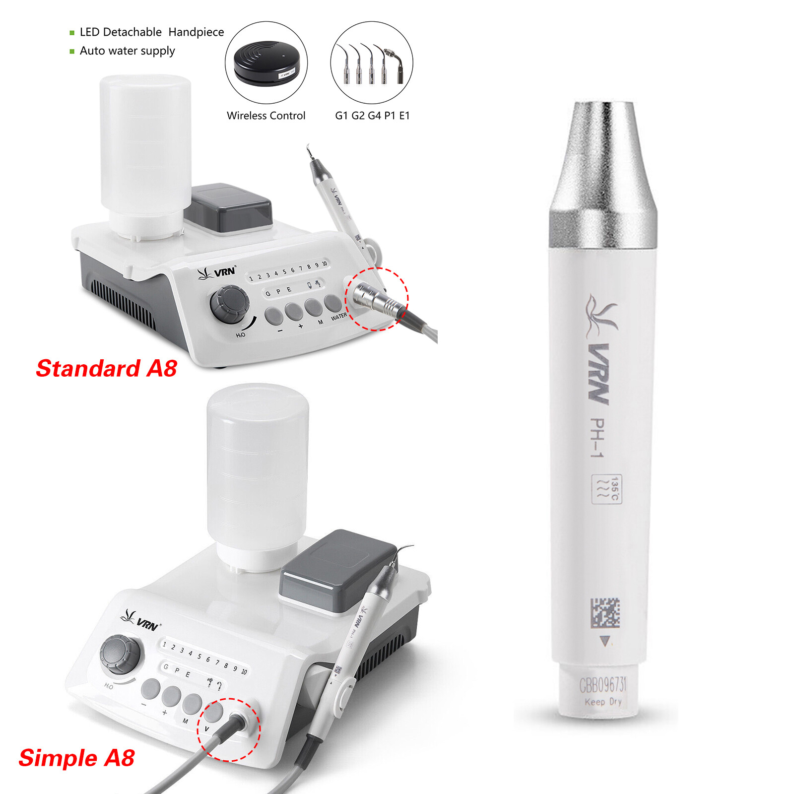 Woodpecker EMS Style Dental Ultrasonic LED Scaler Cleaner Detachable Handpiece