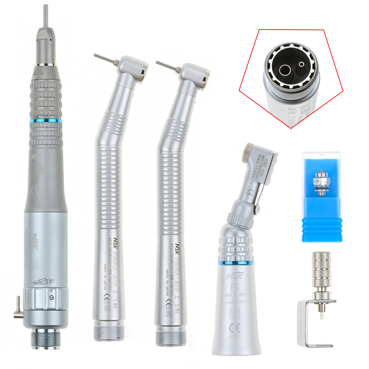 Nsk Style Dental High Speed+Low Speed Handpiece Kit Wrench Type 2H Aluminum Box