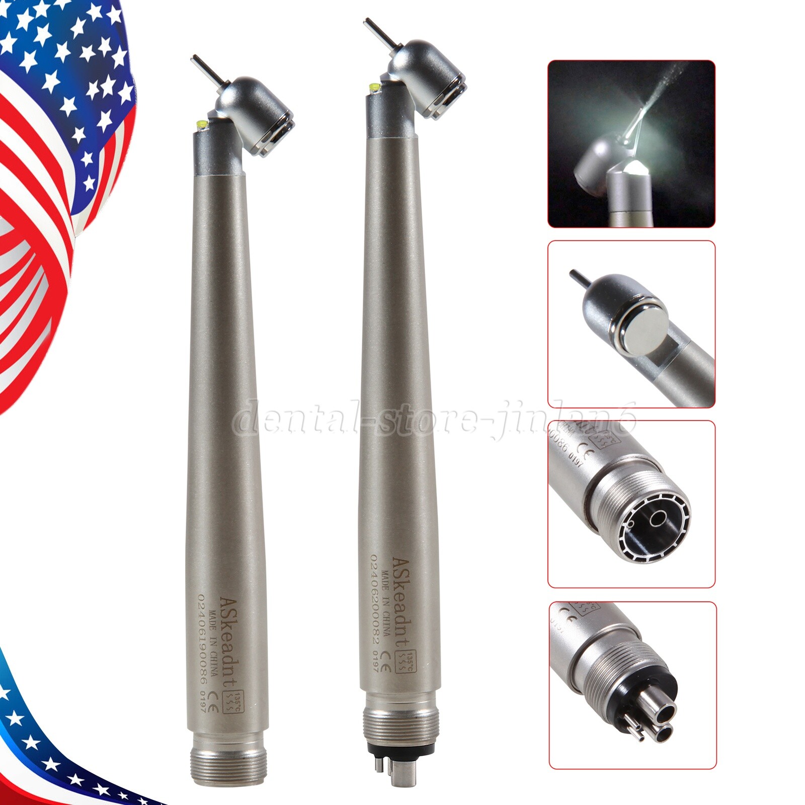 45° LED Light Dental PANA-MAX Push High Speed Handpiece Turbine 4/2H fo