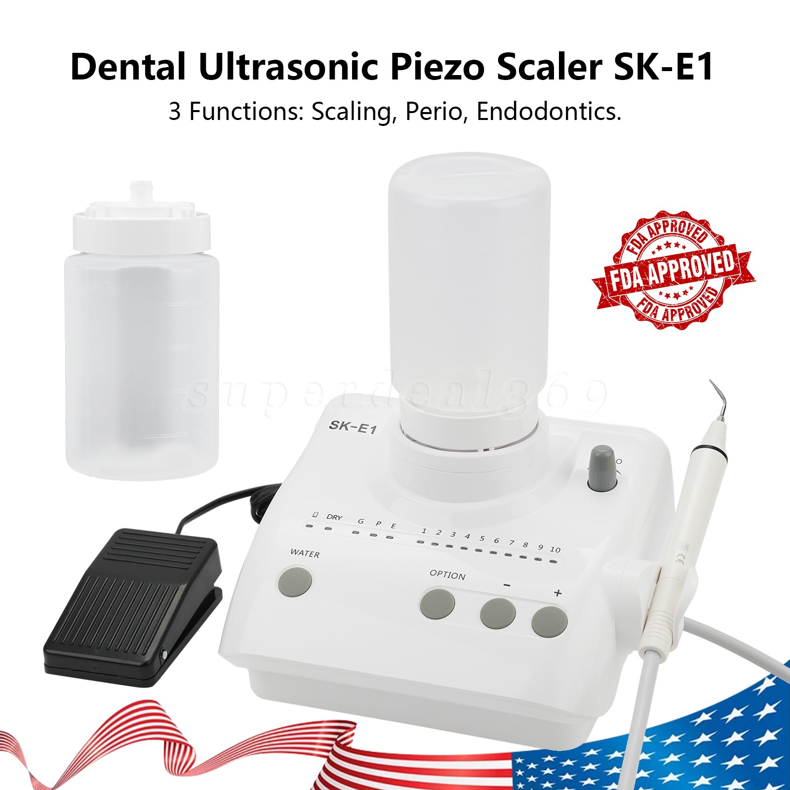 Auto Water Supply Dental Portable Ultrasonic Piezo Scaler fit Cavitron EMS CE