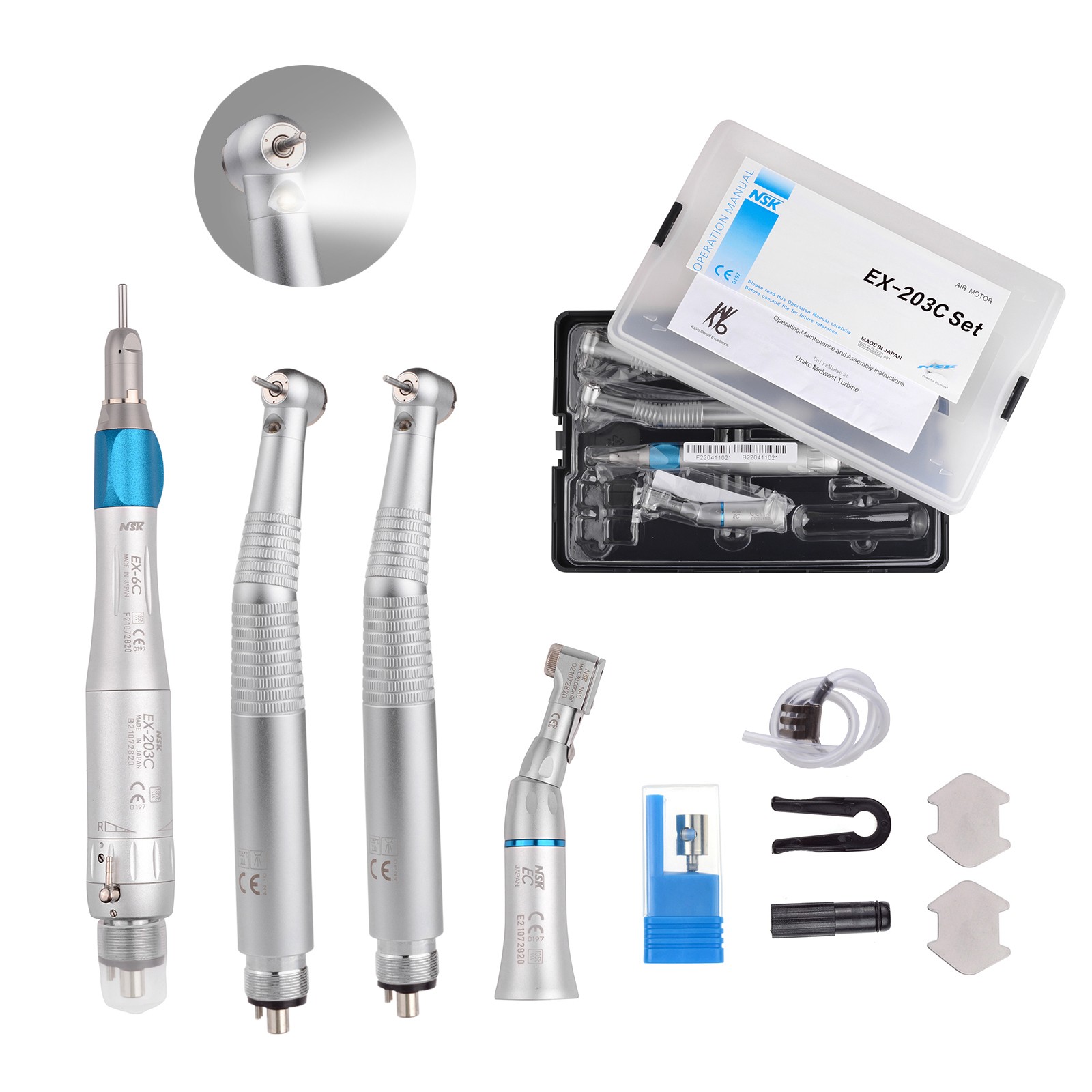 KAVO Type Dental PANA-MAX LED High Speed Handpiece+Low Speed EX203C+A Bearing 4H