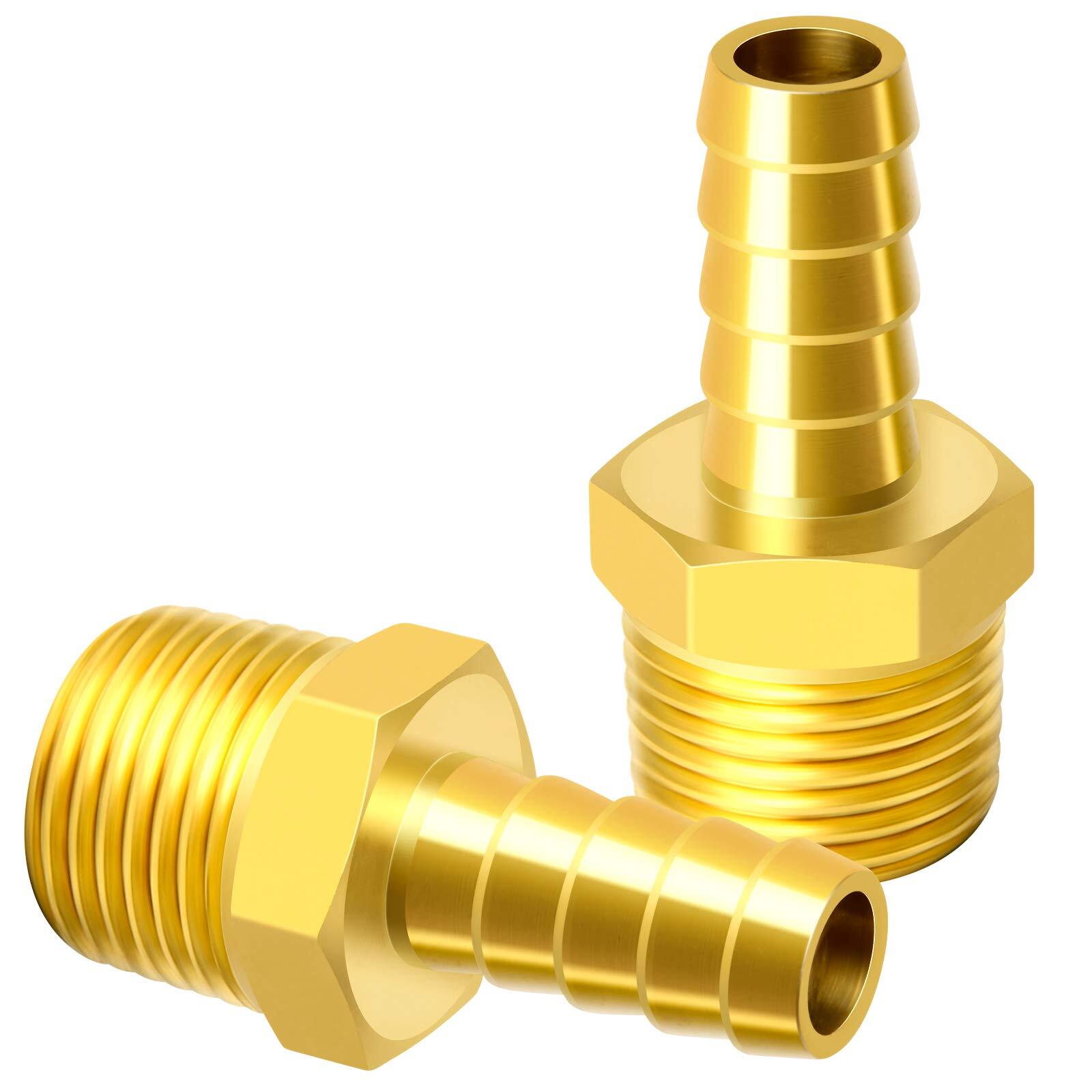Brass Hose Barb Fitting -3/8 Inch Barb to 1/2 Inch Male NPT Adapter（Pack of 5）